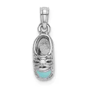 14k White Gold 3-D Light Blue Enamel Baby Shoe Charm