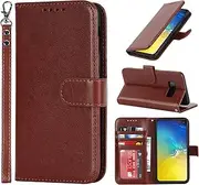 Cavor for Samsung Galaxy S10e Wallet Case for Women Flip Folio Kickstand PU Leather Case with Card Holder Wristlet Hand Strap Stand Protective Cover for Galaxy S10e 5.8'' Phone Cases-Brown