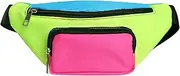 [FOLGOS] Shiny Fashion Cute Kids Fanny Pack Girls Two Pockets Hands-free Lightweight Small Belt Bags for Holiday Festival Party Trip Glitter Pink, Blue+pink+neon green, Small, Cute Girls