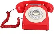 Retro Landline Telephone, Red Vintage Phone, Rotary Dial Landline Phone, Old Fashioned Telephones, Room Decor for Home Office Hotel School