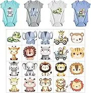 20 Pcs Baby Iron on Transfer Decals DTF Transfers Ready to PressBaby Bodysuit Making Cute Heat Transfer Stickers Iron on Decals for Shirts Decors (Animals)