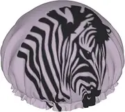 Zebra Print Shower Cap For Women Men Reusable Lightweight Soft Bath Hair Cap With Elastic Band