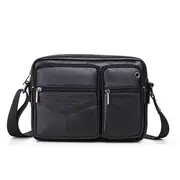 Men Leather Leisure Crossbody Bag Multi-Pockets