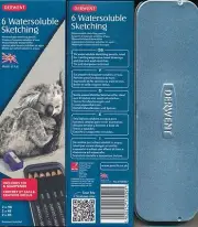 Derwent 6 piece Watersoluble Sketching HB 4B 8B Pencils NEW Made in UK sharpener