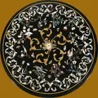 30" Round black Marble sofa center Table Top Floral Art Inlay Kitchen Side Table