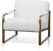 Hadiya White Fur Armchair - Antique Golden Frame