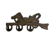 Cast Iron Western Horse Hat Wall Hanger 3 Hooks, Rustic Brown with Black Accents