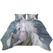 Fantasy Art Magical White Unicorn Coverlet