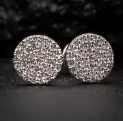 Round 10K White Gold Natural Diamond 0.22 Ct Cluster Stud Screw Back Earrings
