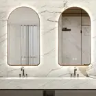 Arched LED Mirror Gold 90x50cm Bevel Backlit Dimmable Defogger Touch Sensor Glow