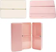2 Pack Small Pill Organizer, Portable Pill Box, 7 Compartments Pill Case, Medication Container, Pill Box for Vitamins/Pills/Supplements, Folding Design (Beige & Pink)