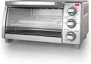 BLACK+DECKER 4-Slice Toaster Oven with Natural Convection, Stainless Steel, TO1760SS