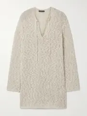[James Perse] James Perse - Open-knit Cotton And Linen-blend Tunic - Ecru - 1 1 Ecru