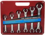 6‑Piece Flare Nut Wrench Set – Chrome Vanadium, ISO 8976, Covering 6–19 mm Sizes