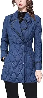 [Generic] Women Long Down Jacket Long Sleeve Turn-Down Collar Warm White Duck Down Padded Puffer Coat