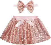 [Cilucu] Baby Girls Skirts Sparkly Sequin Kids Birthday Party Skirts Girls Princess Mini Skirts