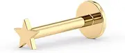 [Lavari Jewelers] 16 Gauge Star Shaped Micro Labret Stud for Women - 14k Yellow Gold Internally Threaded Stud - Unisex Hypoallergenic Piercing Jewelry - 16G Body Piercing for Men
