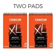 x2 Canson XL Paper Sketch Pad for Charcoal Pencil Pen Top Bound 50# 9x12 Orange