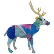 Handmade Blitzen Reindeer Sculpture Multicolour Statement Decor for Animal Theme Home Styles NEW
