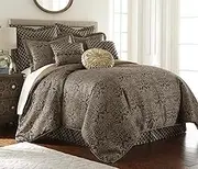 Sterling Creek Valencia 9-Piece Black Gold Floral Jacquard Oversized Comforter Set (California King)