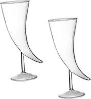 CLISPEED 2 Pcs Glass Goblet Transparent Cocktail Glasses for Home and Party Use Unique Moon Shaped Design Sturdy and Lightweight Stable Non Slip Base