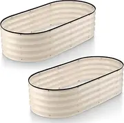 Galvanized Raised Garden Beds Outdoor // 4×2×1 ft (2-Pack) Planter Raised Beds for Gardening, Vegetables, Flowers // Large Metal Garden Box (White) // Patented Tool-Free Design