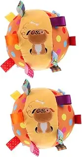 QUMIIRITY 2 Pack Soft Plush Baby Hand Catch Ball Sensory Ball Tags Montessori Educational Toy Infants Sensory Development Toy Soft Comforter Toy Crib Decoration Ball