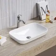 515*340*155mm Poseidon PI5134 Gloss White Ceramic Rectangle Insert Basin