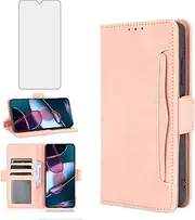 [Asuwish] Mobile Phone Case for Motorola Edge 30 Ultra Case with Glass Film Screen Protector Card Slot Foldable Leather Wallet Stand Moto X30 Pro Edge30 30Ultra Mobile Phone Cases Protective Cover Phone