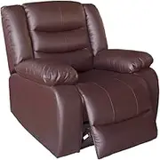Single Seater Recliner Sofa Chair in Faux Leather Lounge Couch Armchair in Brown