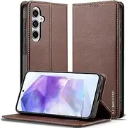 Ezydigitals Case for New Samsung Galaxy S24 FE 5G Slim Magnetic Side Wallet Flip Card Holder Case - Brown