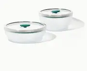 Anyday 2-Piece Microwave Cookware Set, Large Deep & Shallow Dish, Microwave Steamer & Rice Cooker, Dishwasher & Microwave Safe, Borosilicate Glass, Kale