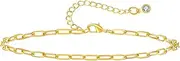 [Loutade] Silver Women's Anklets, Dainty Ankle Bracelet for Women Girls Teen, 21+5cm Adjustable Beach Barefoot Ankle Chain, Cuban Link Chain Foot Chain Beach Jewelry Gift for Summer Holiday
