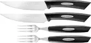 Scanpan Classic Texas Steak Knife and Fork 4-Piece Set,Black