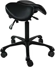 Saddle Stool with Wheels,PU Leather Swivel Stool,Hydraulic Height Office Chair,Thick Seat Padding,for Salon Clinic Kitchen,Load 440LBS