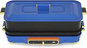 Portable Indoor Electric BBQ Grill Smokeless Non-Stick Smokeless Teppanyaki Pan for Home Indoor Ourdoor Electric Barbecue Hotpot Pan Adjustable Thermostat (Size : Blue)