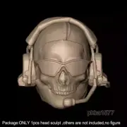 Unpainted 1/12 Ghost Man with Headphone Head Sculpt For 6" action Figure
