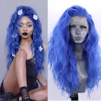 在飛比找蝦皮購物優惠-Blue Long curly hair cosplay g