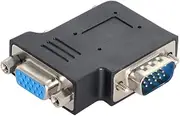 NFHK Vertical Flat Right Angled 90 Degree VGA SVGA Male to Female Extension Adapter BK