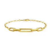 9kt Yellow Gold Silver Infused Chain Detail Bracelet