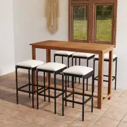 7 Piece Garden Bar Set with Cushions Black vidaXL