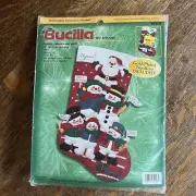 2000 Bucilla Cheerful Snowmen and Santa 18" Felt Appliqué Stocking Kit 84258