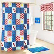Ladybugs Bath Rug Spring Daisy Shower Curtain Hooks Checkered Blooms Bath Set