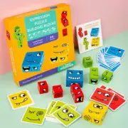 Children Wooden Expression Puzzled Magic Cube Building Blocks Montessori