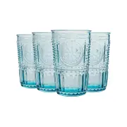 Bormioli Rocco 4pc Romantic Highball Glasses Set - Vintage Italian Cut Glass Cocktail Tumblers - 305ml