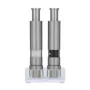 Grind Gourmet Salt and Pepper Grinder Set, Refillable, Manually Operated Pump &