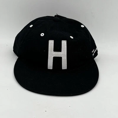 Herschel Supply Co. Adult Size L Black Canvas Felt H Logo 6 Panel Fitted Hat Cap