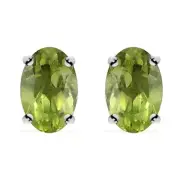 2.9ct Oval cut Peridot Stud Earring women in 925 sterling Silver.