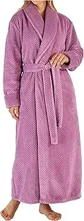 [Slenderella] Ladies Womens 52" / 132cm Soft Thick Waffle Fleece Shawl Collared Tie Belt Up Bath Robe Dressing Gown House Coat Size Small Medium Large XL, XXL & XXXL
