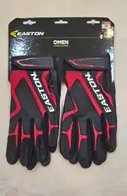 Easton (2 Pairs) M Omen Cage2Game Black/Red Medium Adult Batting Gloves